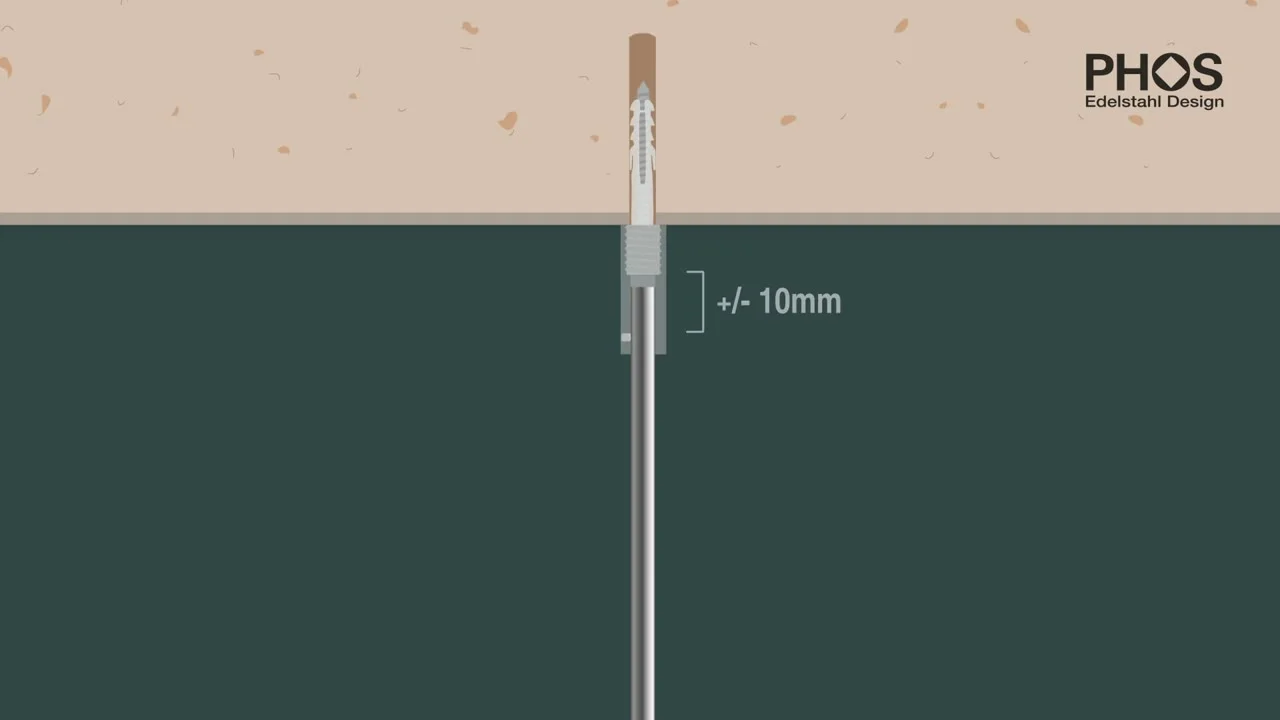 Standbild aus einer PHOS-Montageanimation: Duschvorhangstange U-Form